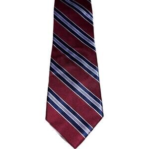 Nautica 100% Silk Striped Self Pointed Career Neck Tie Blue Red Men's 58" Length
